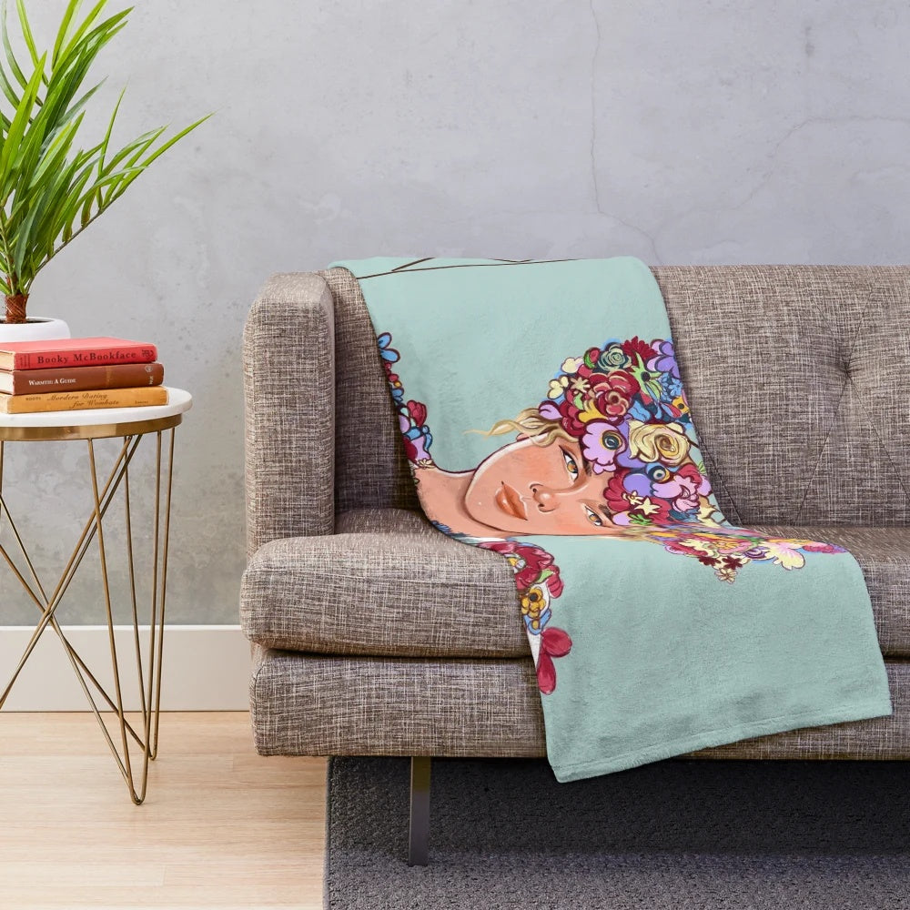 Midsommar-inspired plush blanket featuring floral and aesthetic design