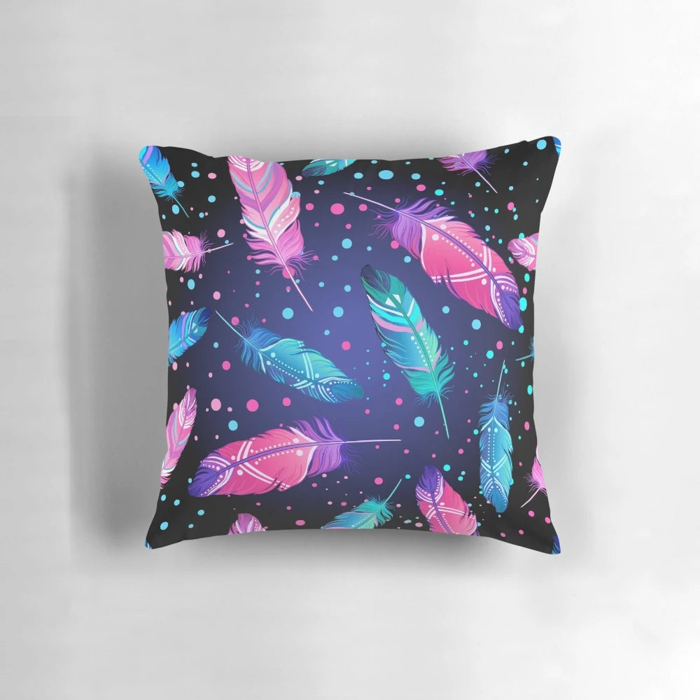Beautifully crafted native feather decorative pillow with intricate tribal, bohemian, and ethnic design elements.