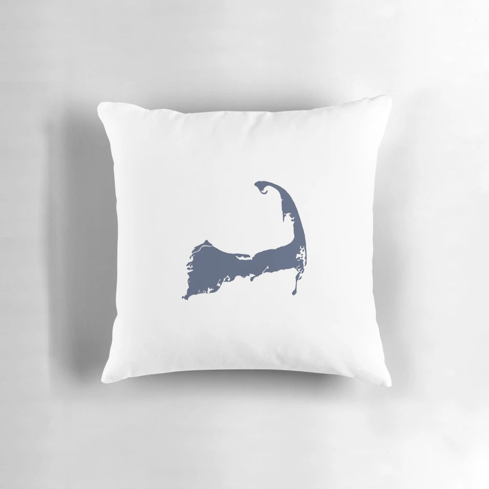 Navy blue and white striped cape cod-inspired pillow