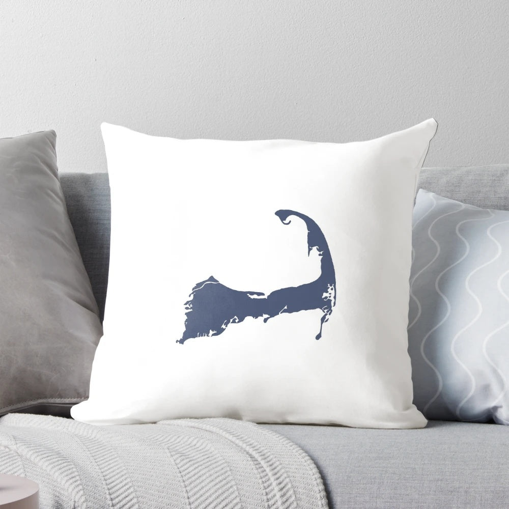 Navy blue and white striped cape cod-inspired pillow