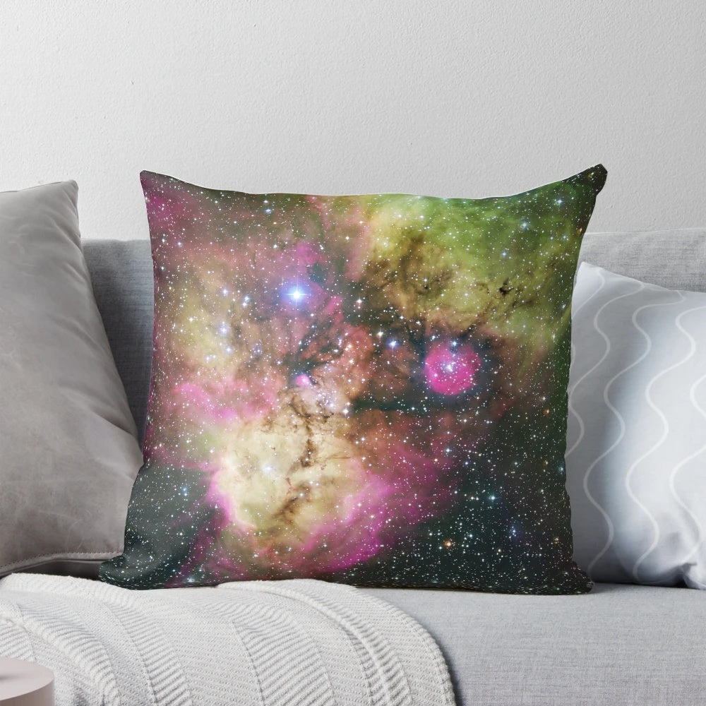 Pillow featuring the stunning Skull and Crossbones Nebula (NGC 2467) captured by the Hubble Space Telescope