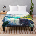 Teal plush blanket featuring the iconic Niagara Falls landscape