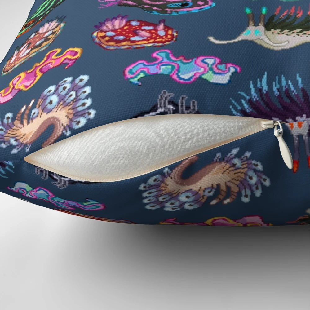 Colorful and Unique Nudibranch Pillow for Coastal Home Decor
