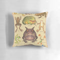 Watercolor painting of a unique and endangered frog species on a decorative throw pillow