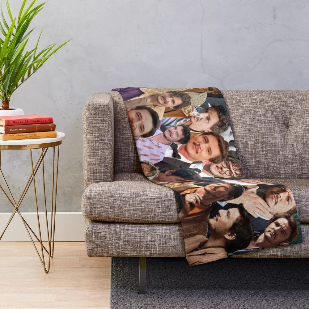 Pedro Pascal Photo Collage Plush Blanket