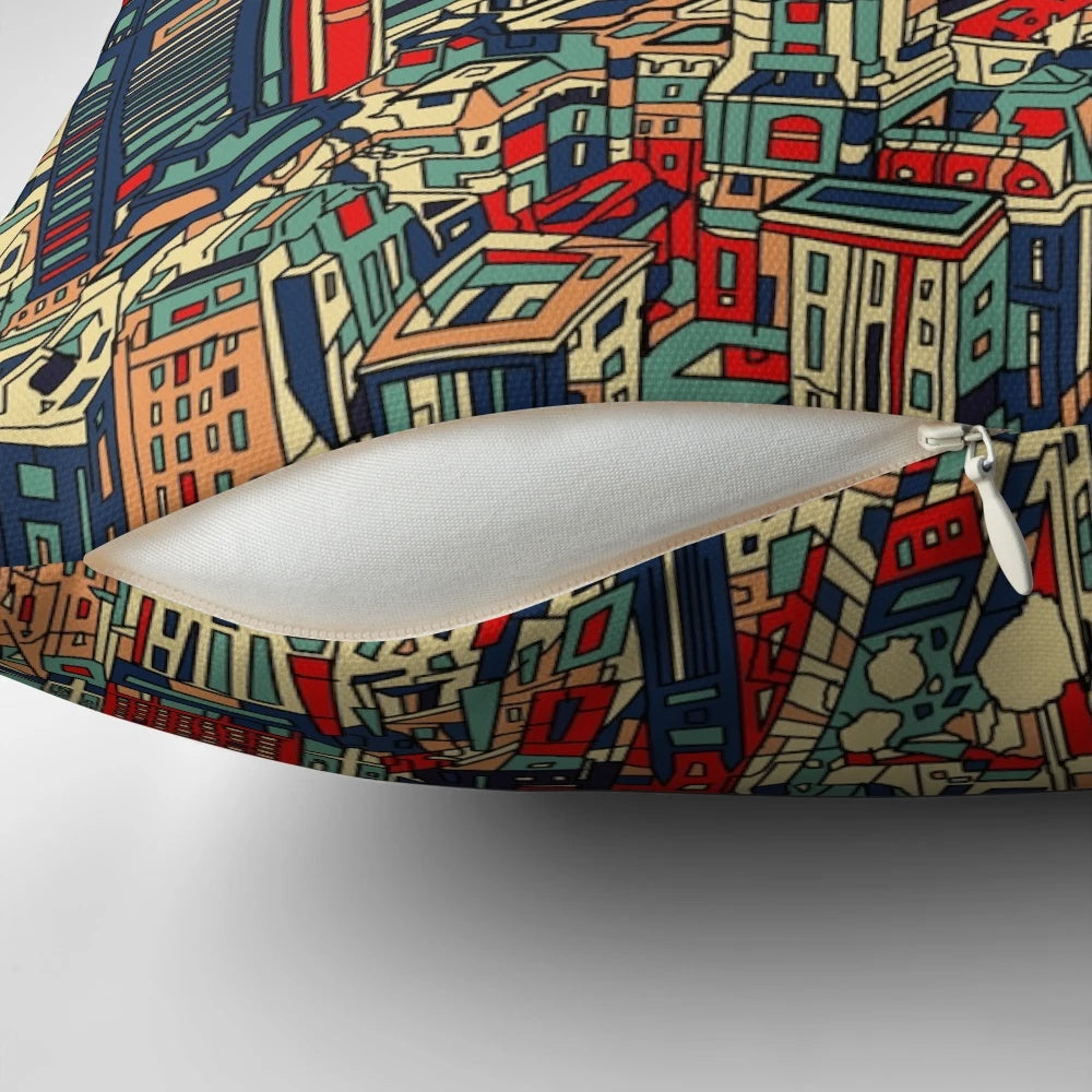 Vibrant Philadelphia cityscape 3D pillow with skyline and architectural elements