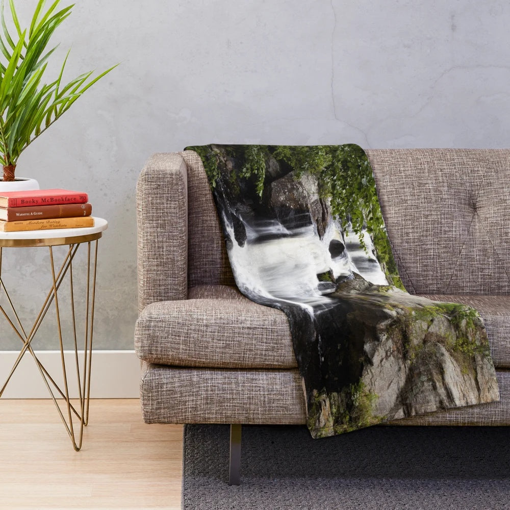 Plush blanket with image of Chapman Falls in Devil's Hopyard State Park, Connecticut