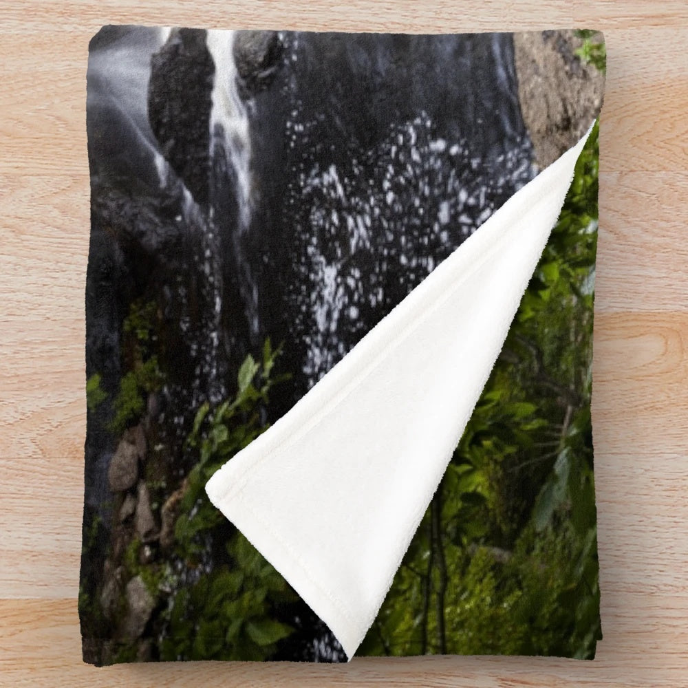 Plush blanket with image of Chapman Falls in Devil's Hopyard State Park, Connecticut