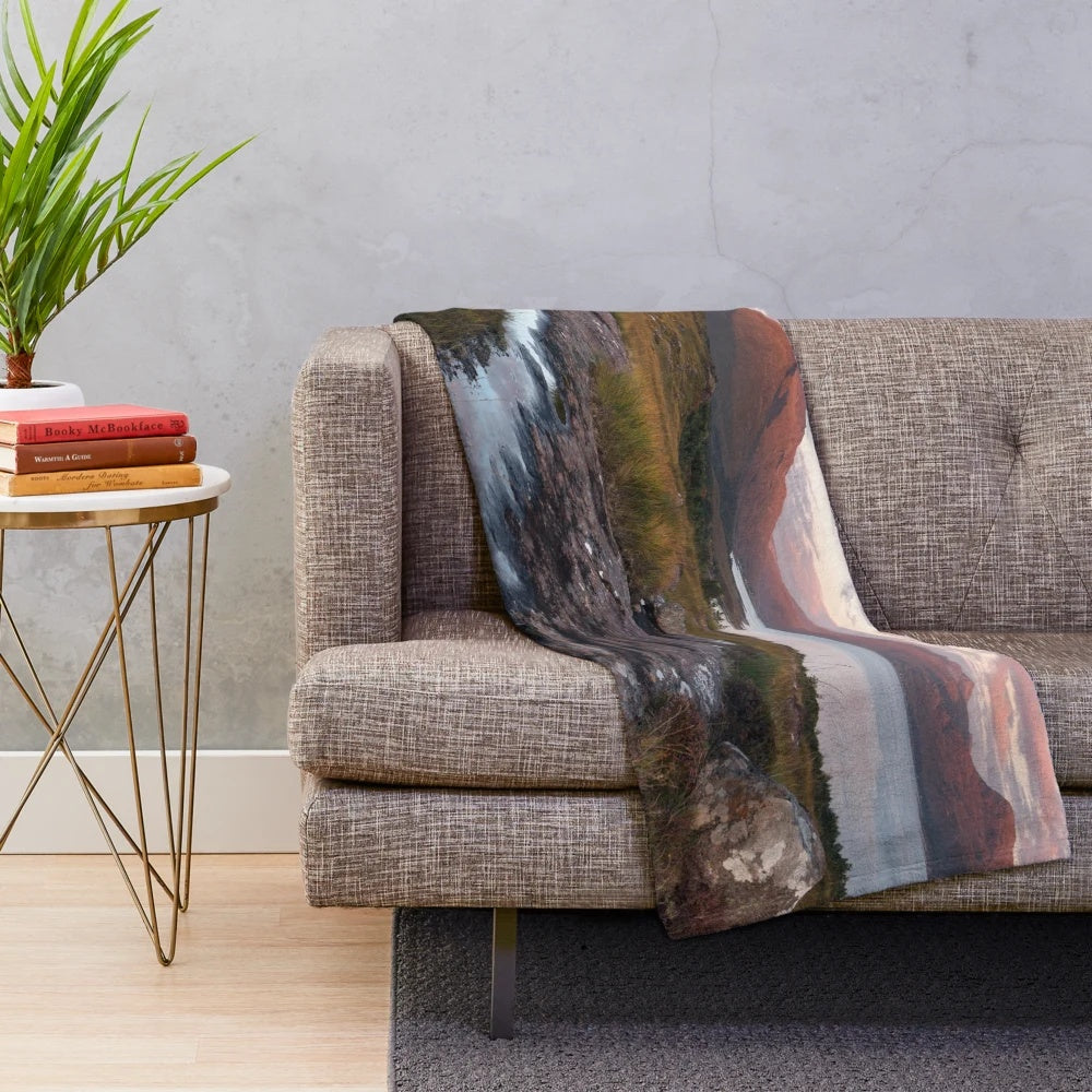 Plush blanket with scenic landscape of Torridon Sunset and Liathach mountains in Scotland