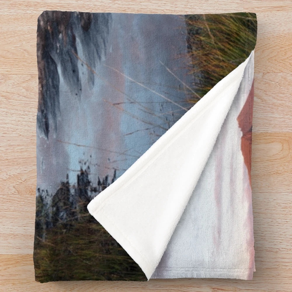 Plush blanket with scenic landscape of Torridon Sunset and Liathach mountains in Scotland