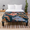 Pompeii mosaic plush blanket featuring ancient Roman ocean artwork