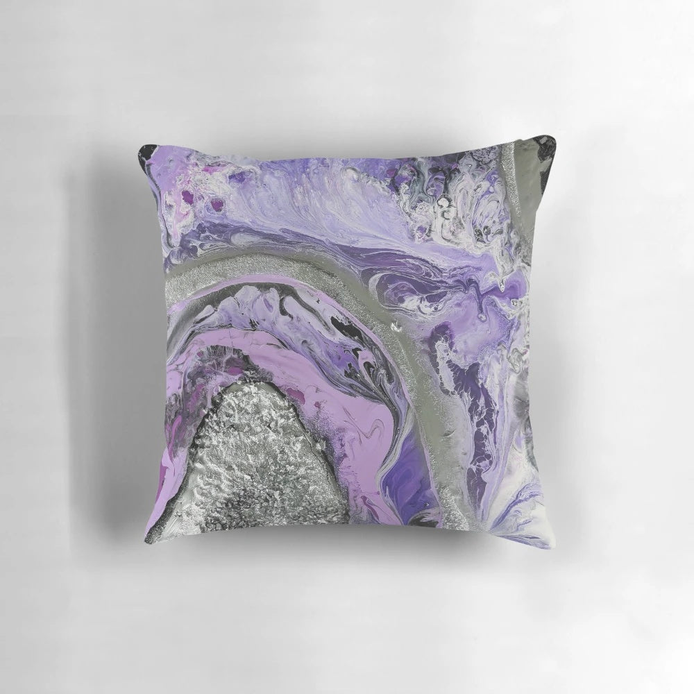 Vibrant purple geode inspired abstract art decorative pillow
