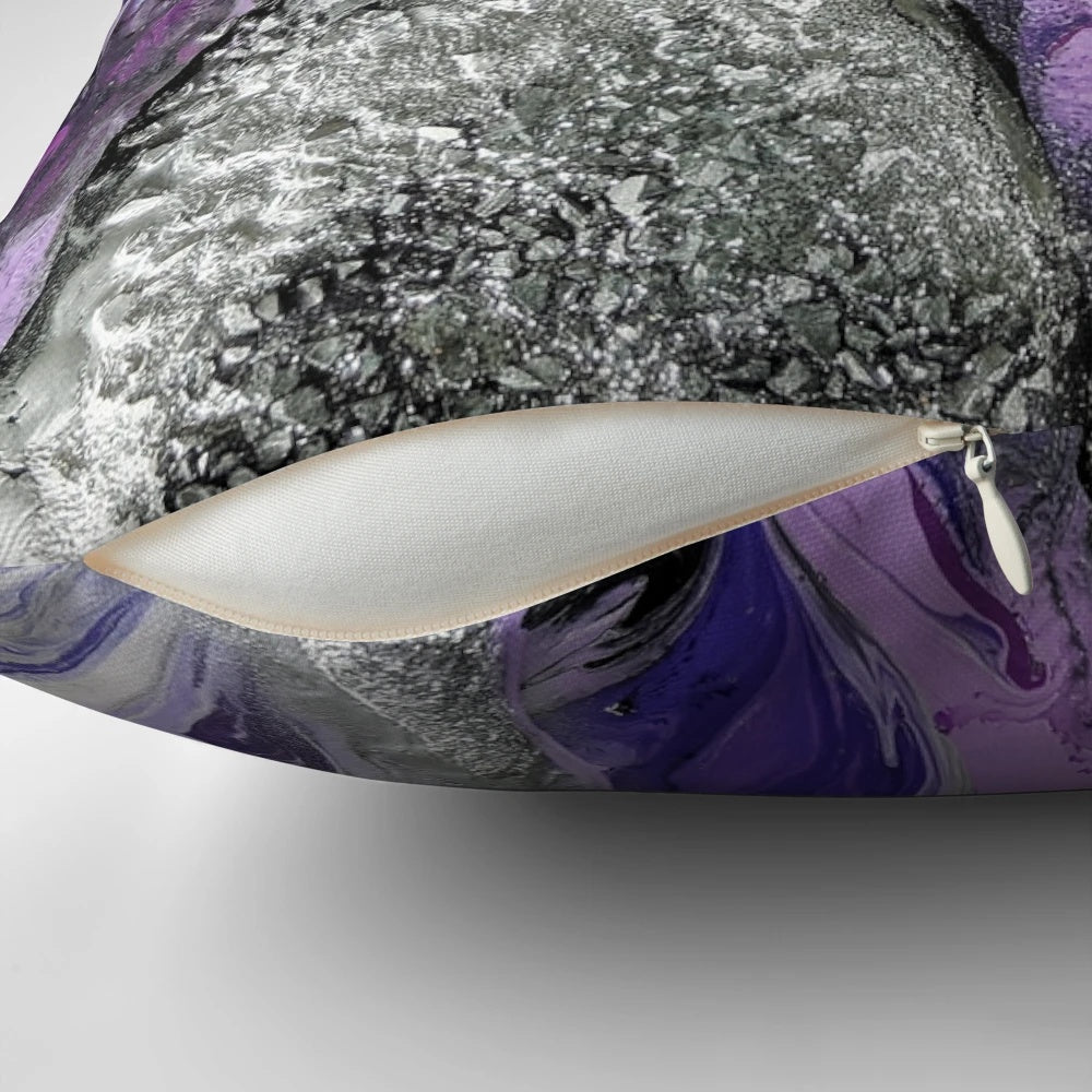 Vibrant purple geode inspired abstract art decorative pillow