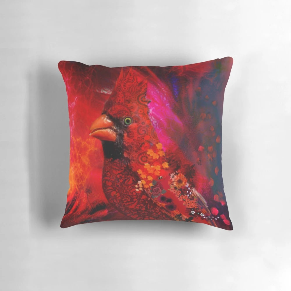 Vibrant red cardinal bird perched on a branch, digital painting illustration