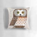 Captivating Saw Whet Owl graphic illustration printed on a plush, cozy pillow