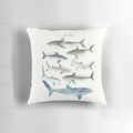 Decorative pillow featuring a vibrant shark design, perfect for adding a touch of ocean-inspired style to any room.
