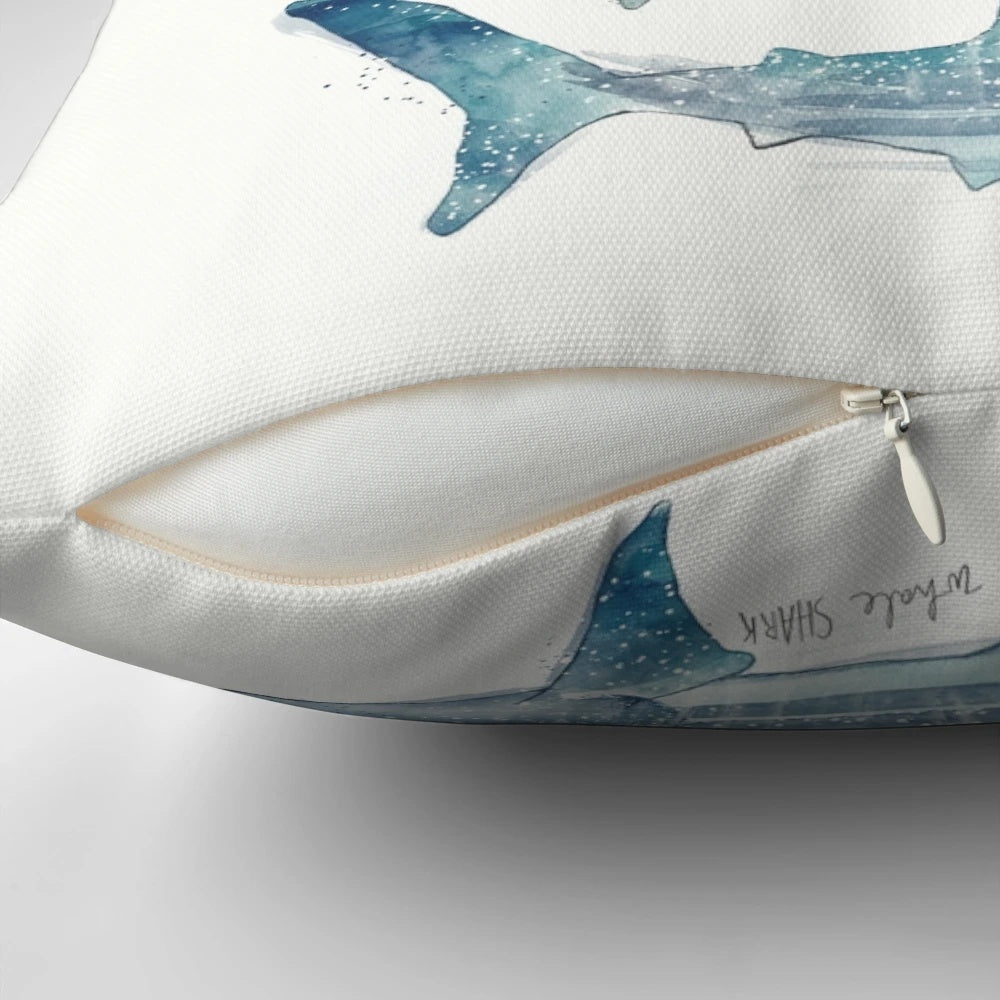 Decorative pillow featuring a vibrant shark design, perfect for adding a touch of ocean-inspired style to any room.