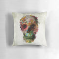 Intricately designed skull-themed throw pillow with floral pattern, perfect for adding a touch of gothic style to your living space.