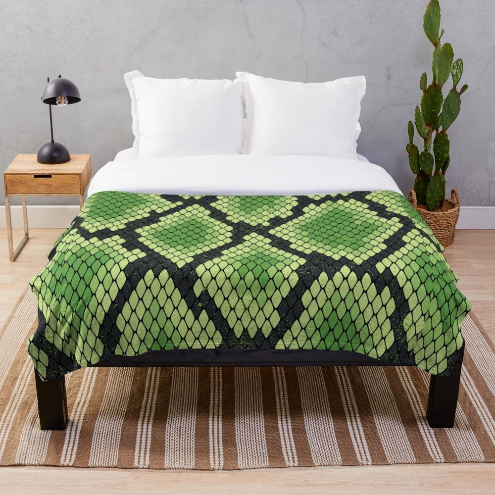 Beautiful snake skin print plush blanket for cozy home decor