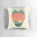 Plush strawberry-patterned pillow with a vibrant floral and nature-inspired design
