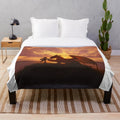 Sunset dragons plush blanket with fantastical dragon design