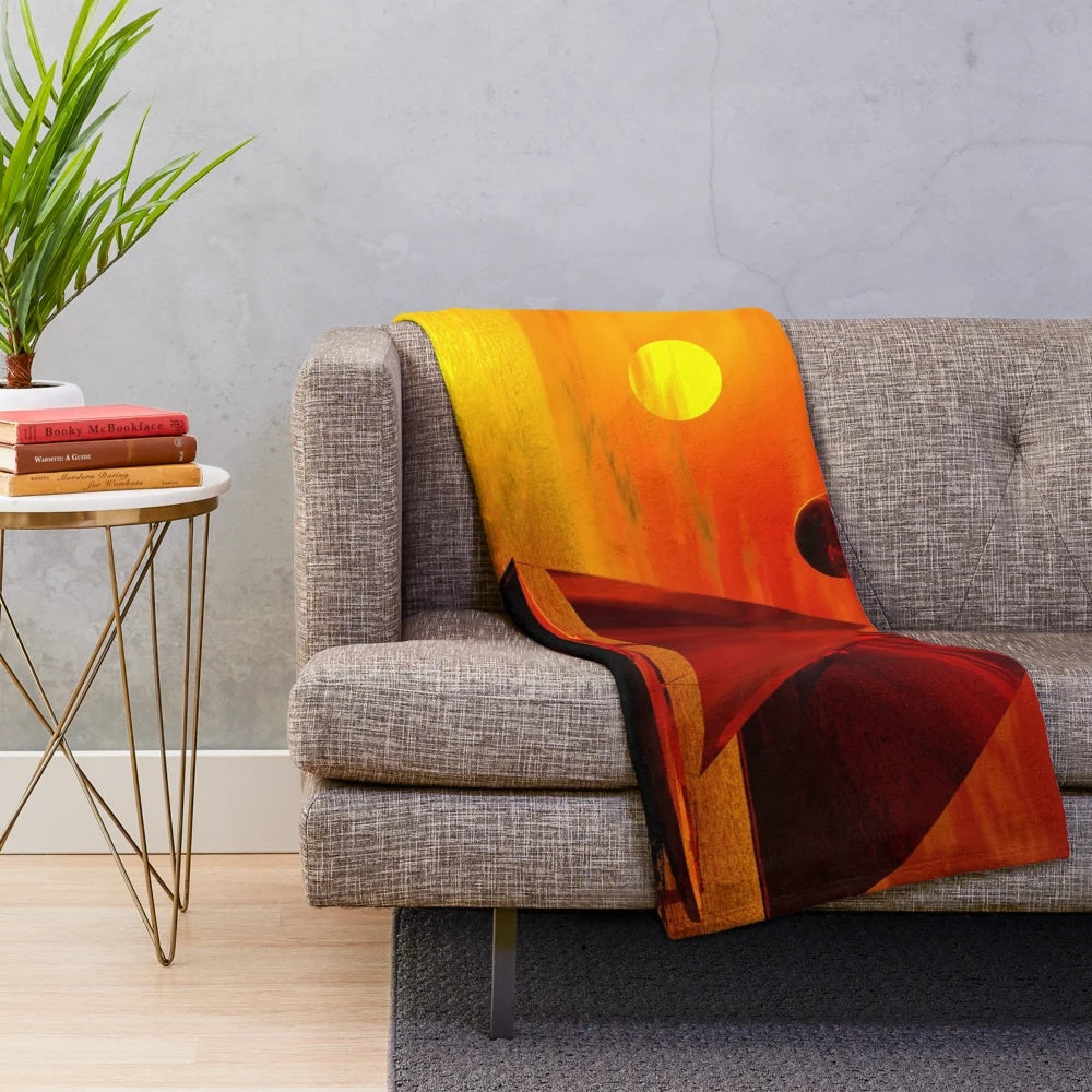 Plush blanket featuring a beautiful sunset sailing scene