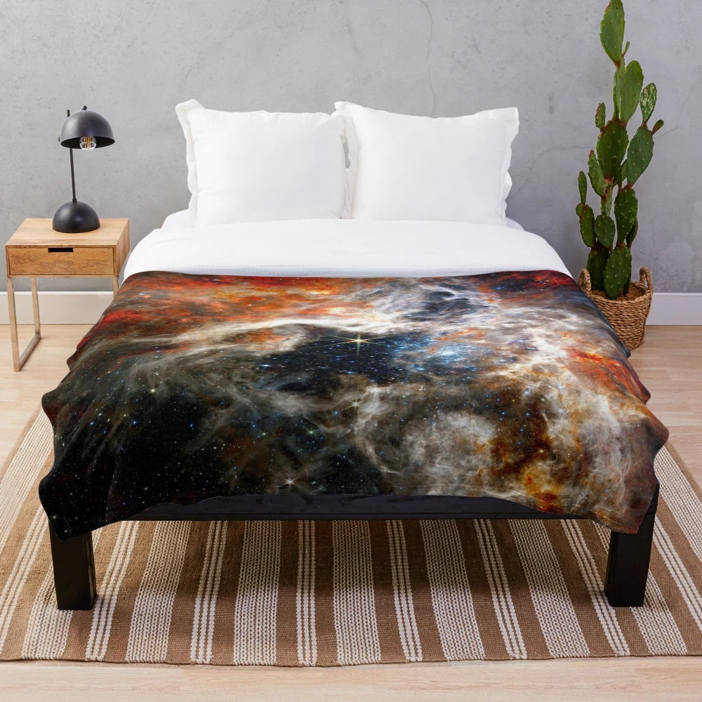 Tarantula Nebula JWST Image Printed Plush Blanket