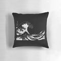 White Pillow featuring the iconic "The Great Wave Off Kanagawa" by the Japanese artist Hokusai