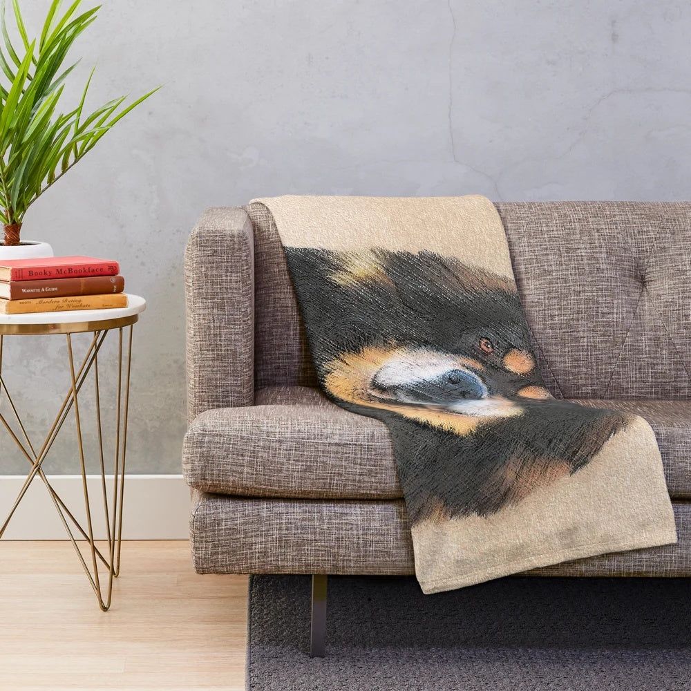 Tibetan Mastiff dog portrait plush blanket
