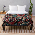 Opulent Island Blooms Plush Blanket featuring a tropical floral design
