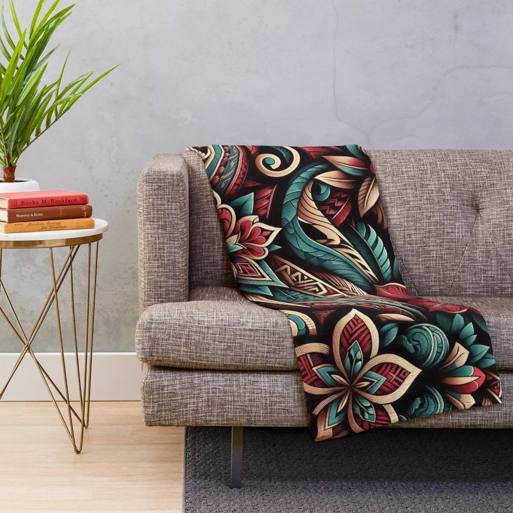 Opulent Island Blooms Plush Blanket featuring a tropical floral design