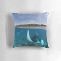 Two Worlds Pillow with Maldives Ocean and Ray Design