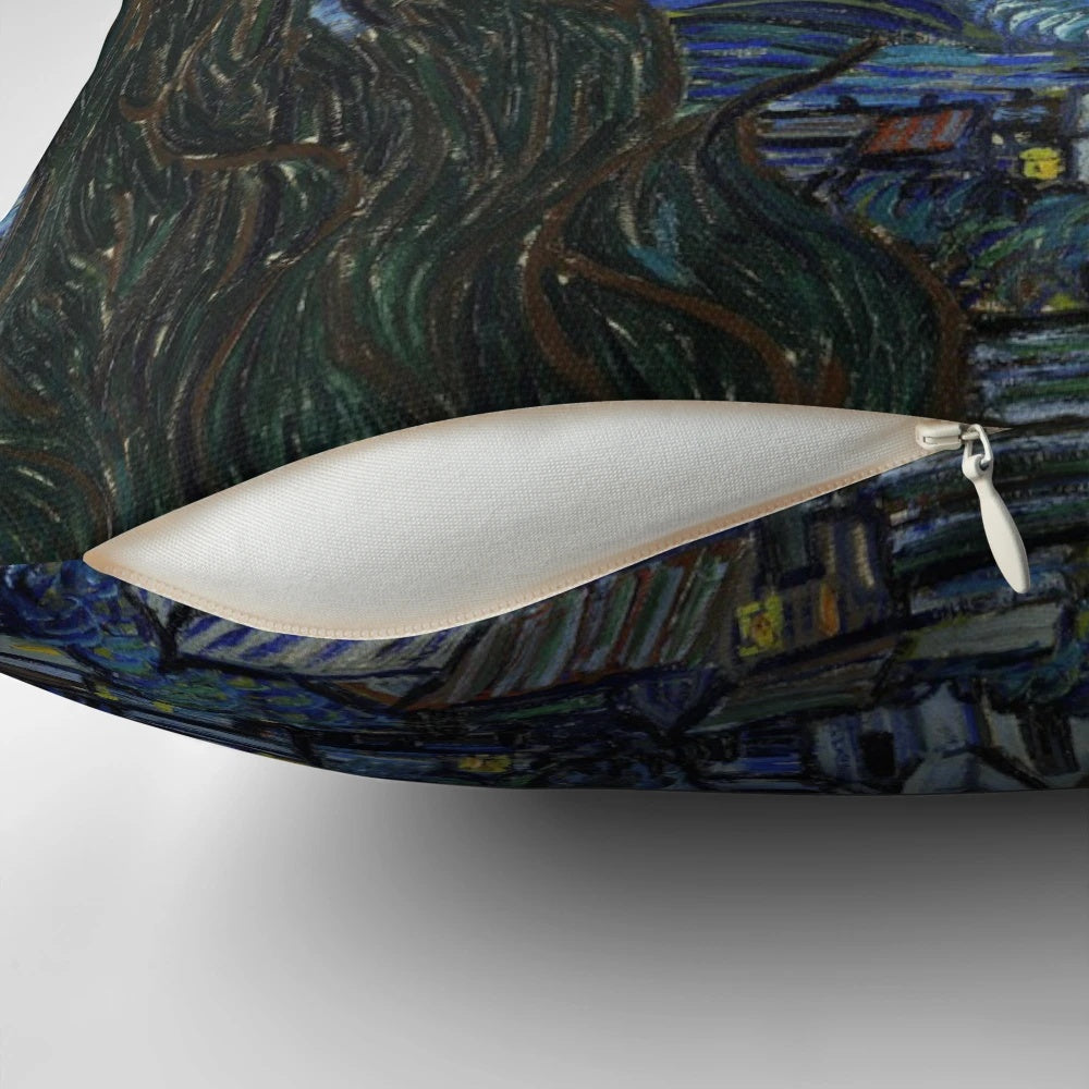 Throw pillow featuring the iconic Starry Night painting by Vincent Van Gogh