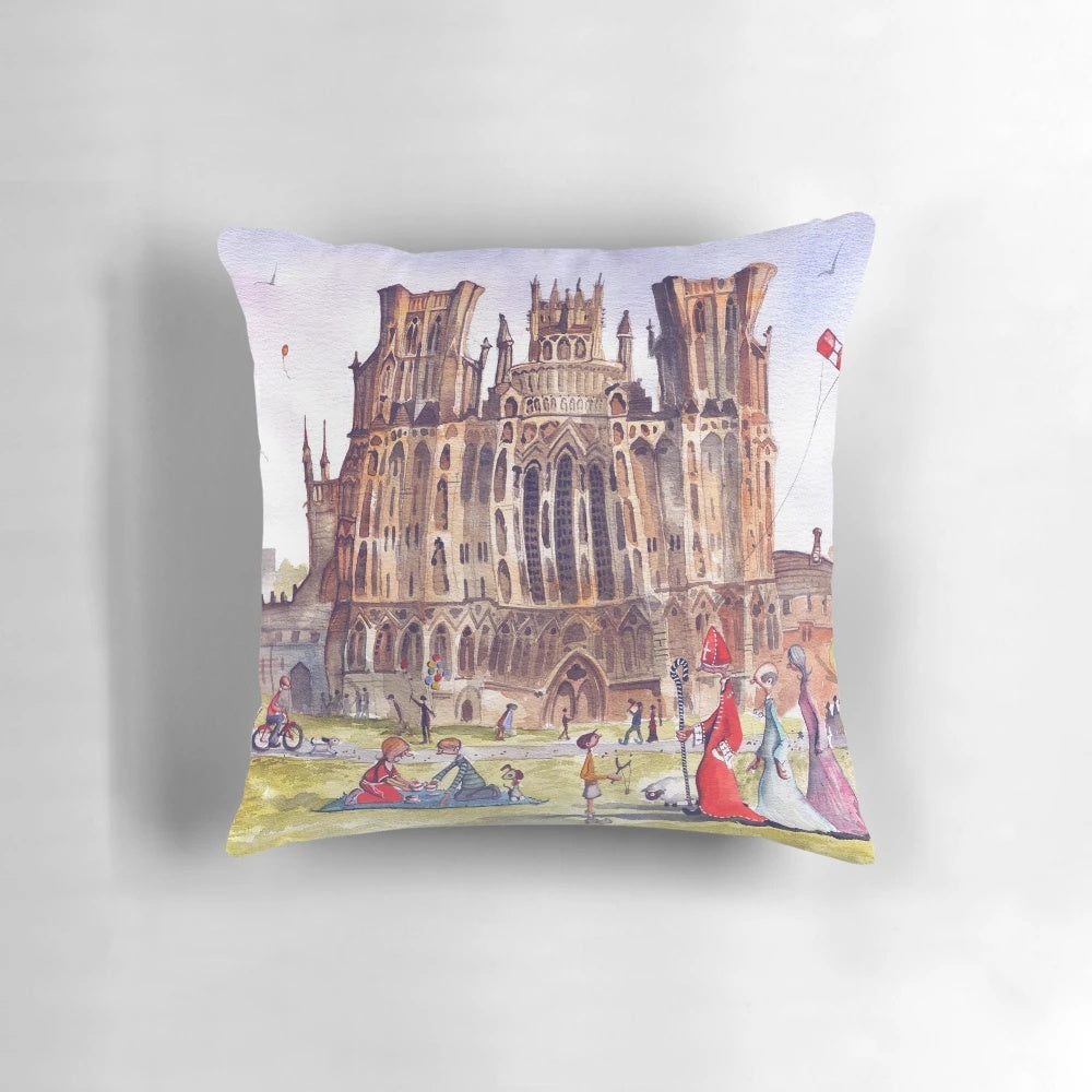 Pillow featuring the beautiful Wells Cathedral in Somerset, England