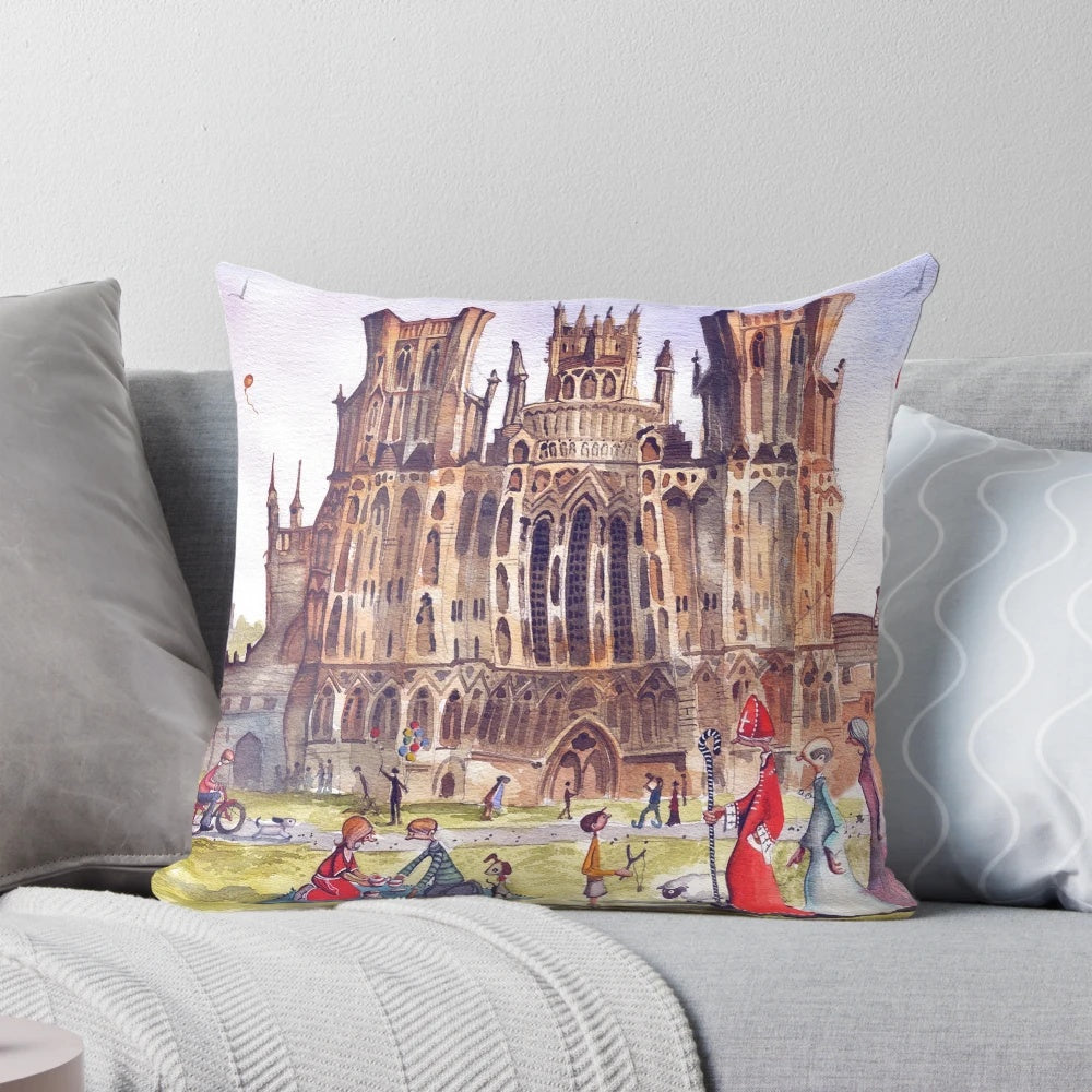 Pillow featuring the beautiful Wells Cathedral in Somerset, England