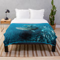 Plush blanket featuring an award-winning underwater photo of a whale shark