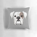 A Soft, Fluffy Pillow Featuring a Realistic White Boxer Dog Portrait