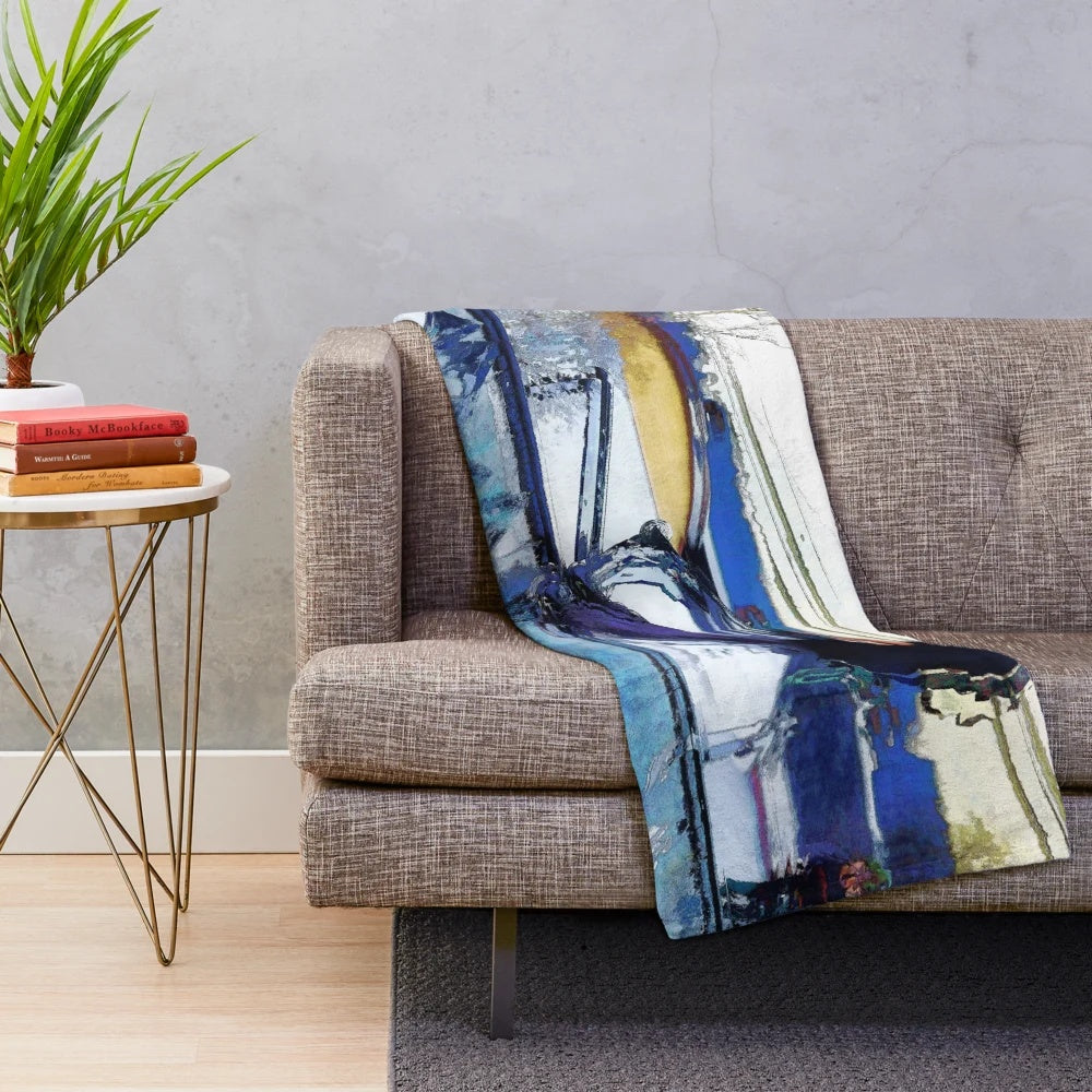 Plush blanket featuring stunt scooter artwork and extreme sports design