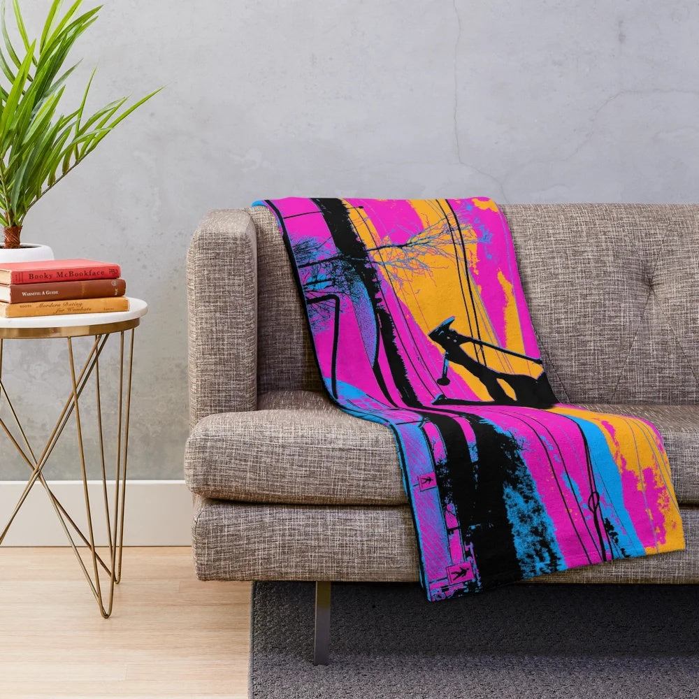 Stunt scooter plush blanket featuring vibrant graphic design
