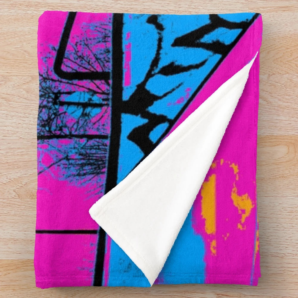 Stunt scooter plush blanket featuring vibrant graphic design