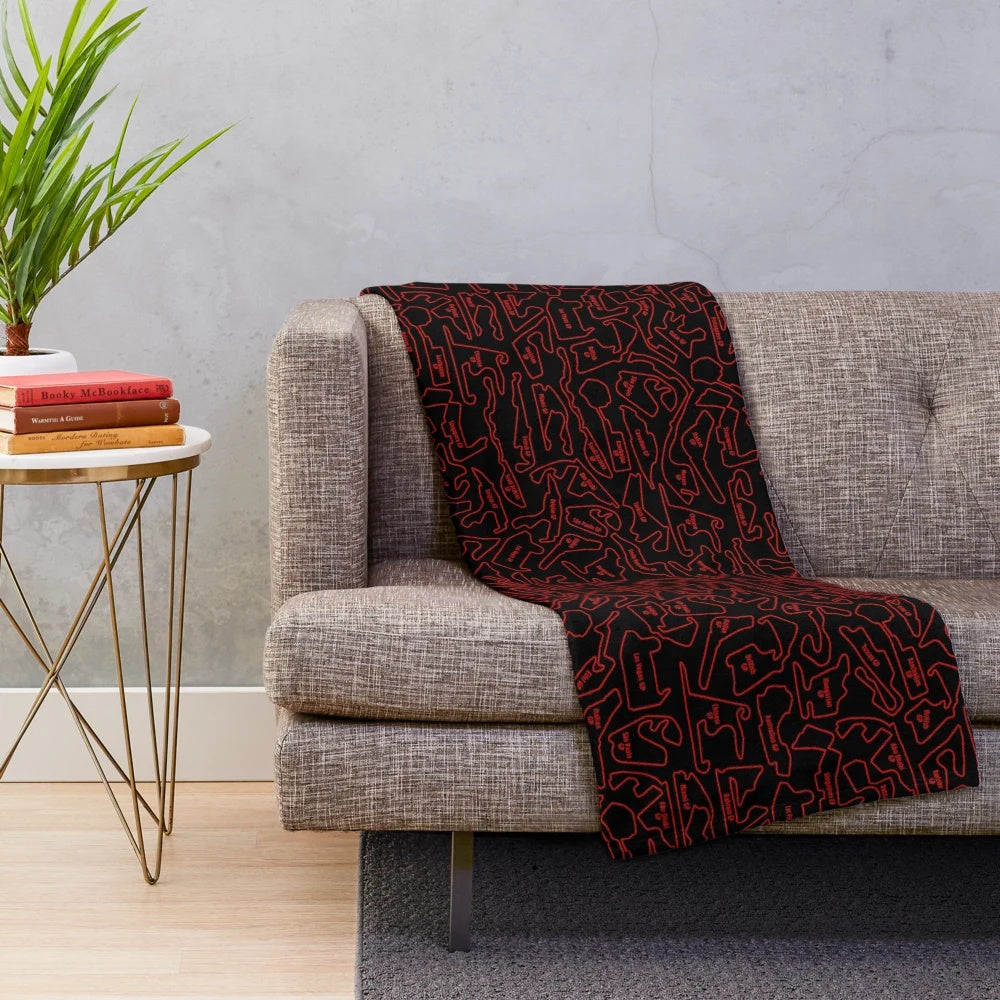 Plush blanket featuring a 2023 race track pattern design
