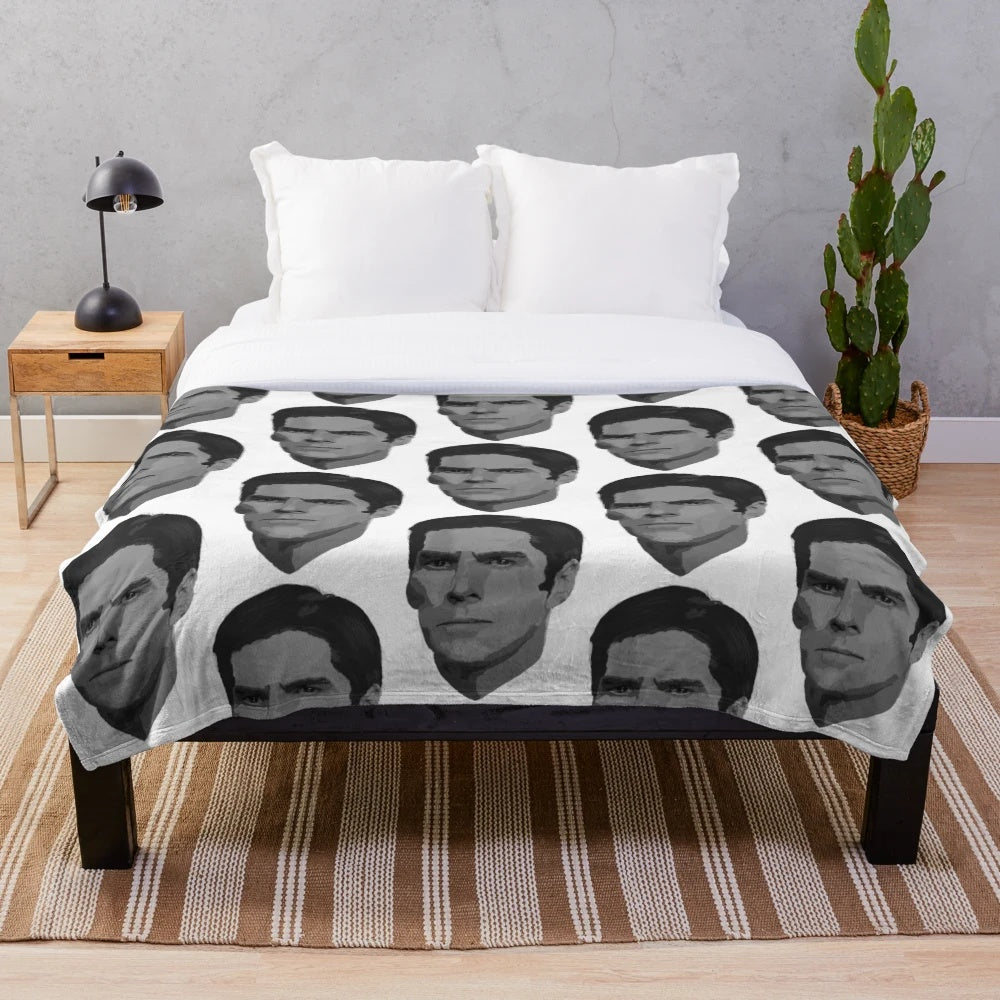 Aaron Hotchner from Criminal Minds portrait on a plush blanket