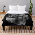 Abstract architectural pattern plush blanket with geometric shapes and modern monochrome design