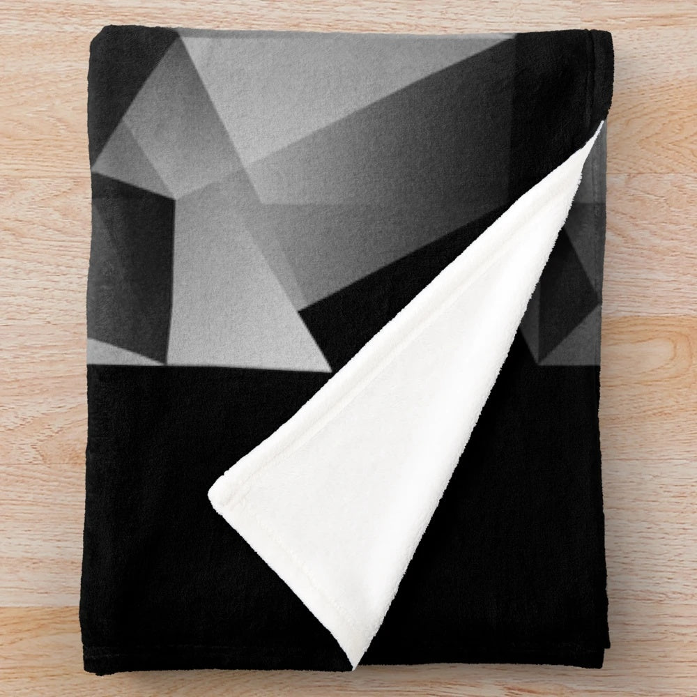 Abstract architectural pattern plush blanket with geometric shapes and modern monochrome design