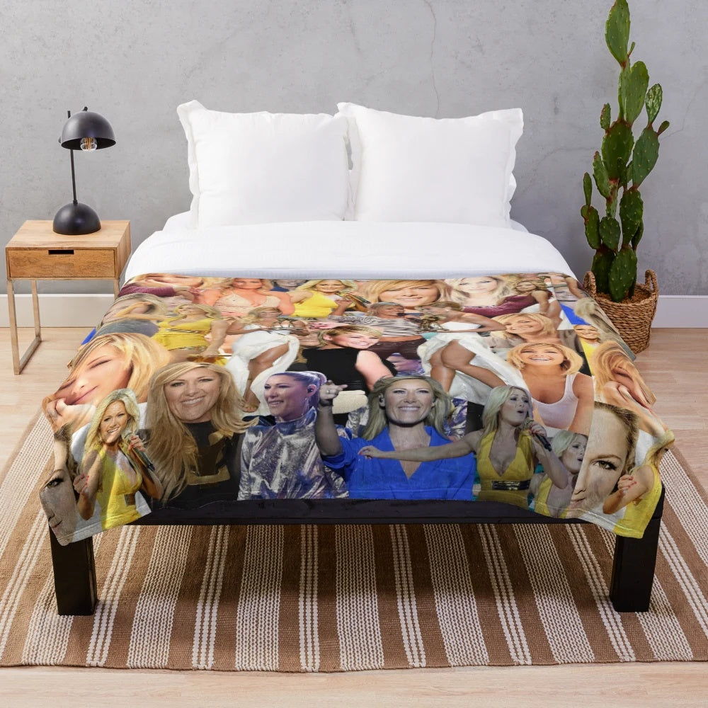 Helene Fischer German Pop Singer Abstract Collage Pattern Plush Blanket