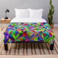 Colorful abstract stars pattern on a plush, modern blanket