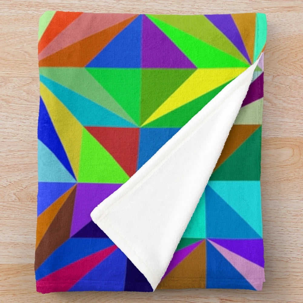 Colorful abstract stars pattern on a plush, modern blanket
