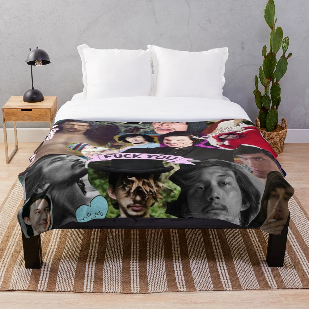 Collage of Adam Driver as Kylo Ren in Star Wars on a soft, cozy plush blanket