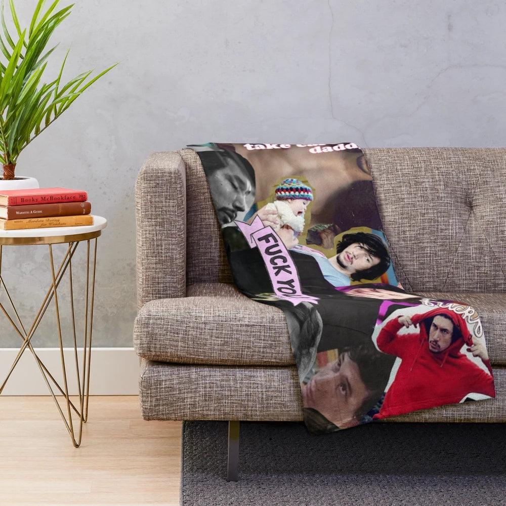 Collage of Adam Driver as Kylo Ren in Star Wars on a soft, cozy plush blanket