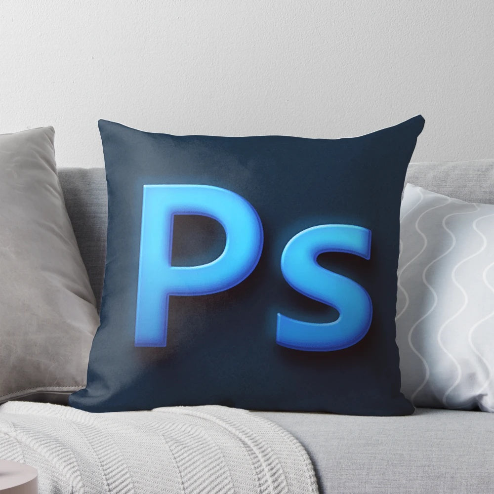 A soft, comfortable pillow featuring the iconic Adobe Photoshop logo, perfect for graphic designers and digital artists.